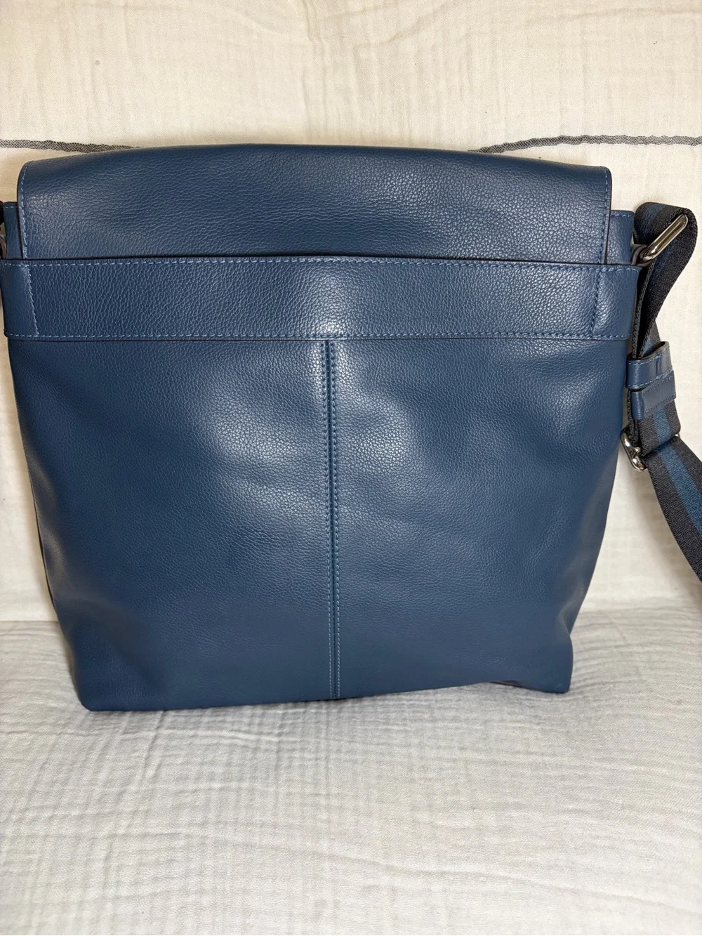 Coach Charles Navy Blue Leather Messenger Bag